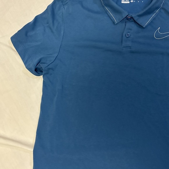 Nike Golf Polo Shirt Med Blue Stitch LogoDri Fit Short Sleeve Men - Picture 9 of 16